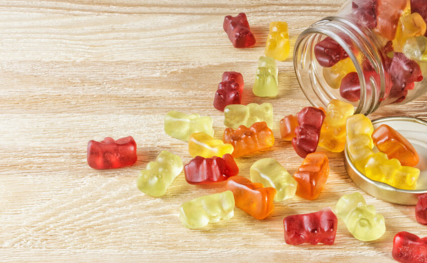 Gummies in bulk in glass containers